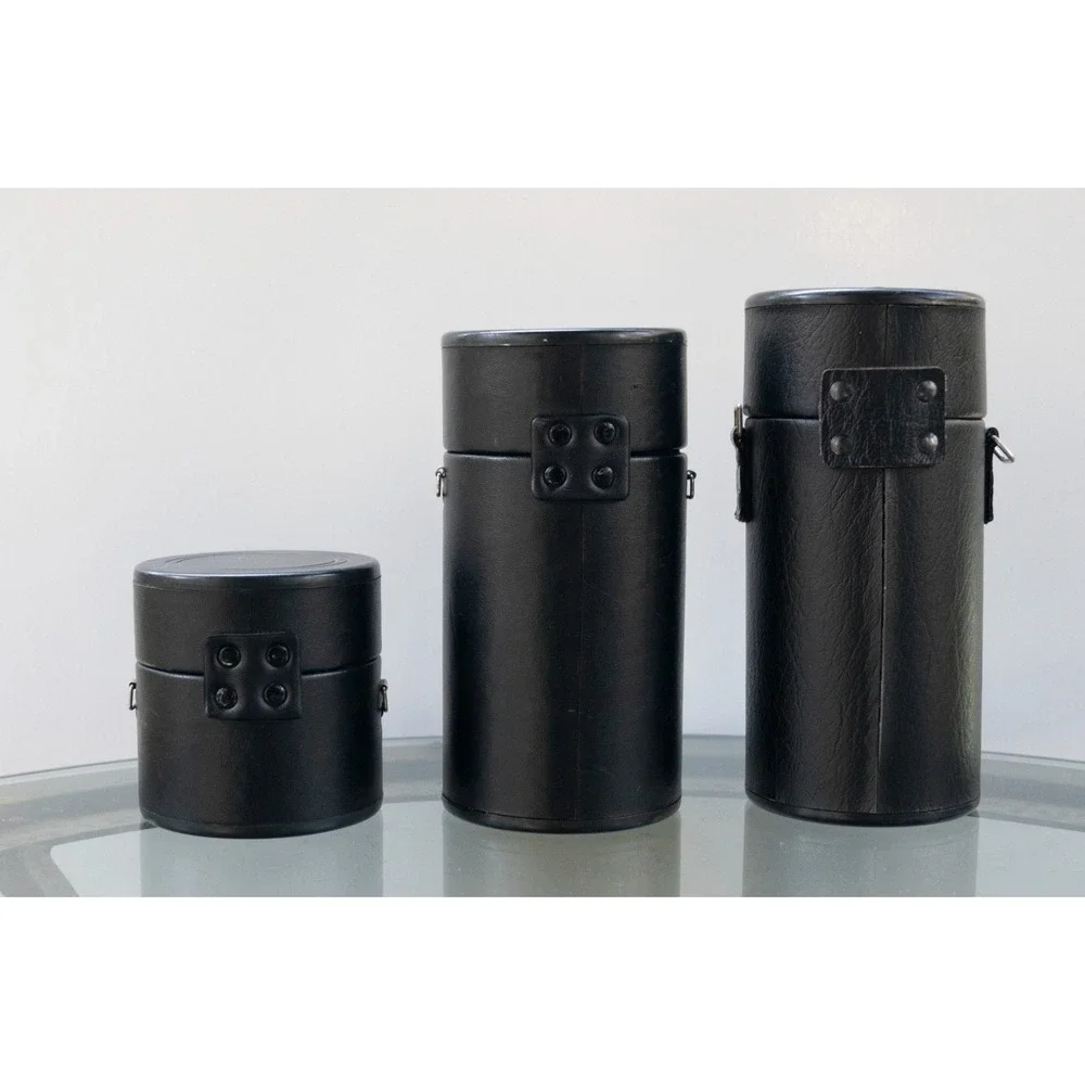 Lot of 3 - Camera Lens Hard Leather Cases Vintage 8